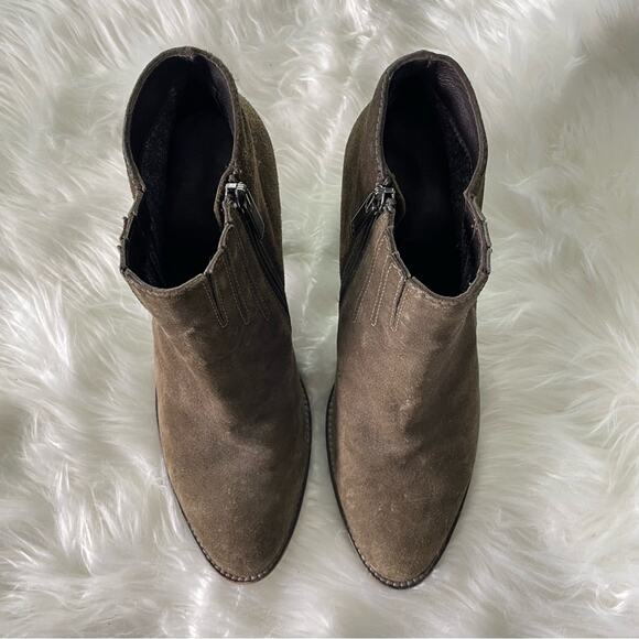 Aquatalia | Womens Loren Waterproof Block Heel Bootie Boots Olive Green Suede 10 - Picture 3 of 10